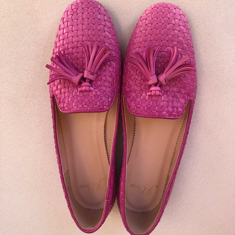 J Crew Woven Smoking Slippers with Tassel